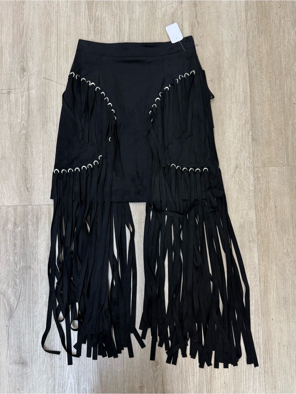 NWT Western Black Fringe Suede Mini Skirt Sz S